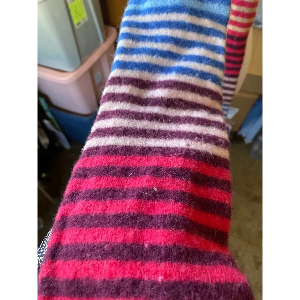 Vintage Y2K Wool Striped Tassel Thin Scarf Winter Cozy Glam‎ 2000s Skater Twee